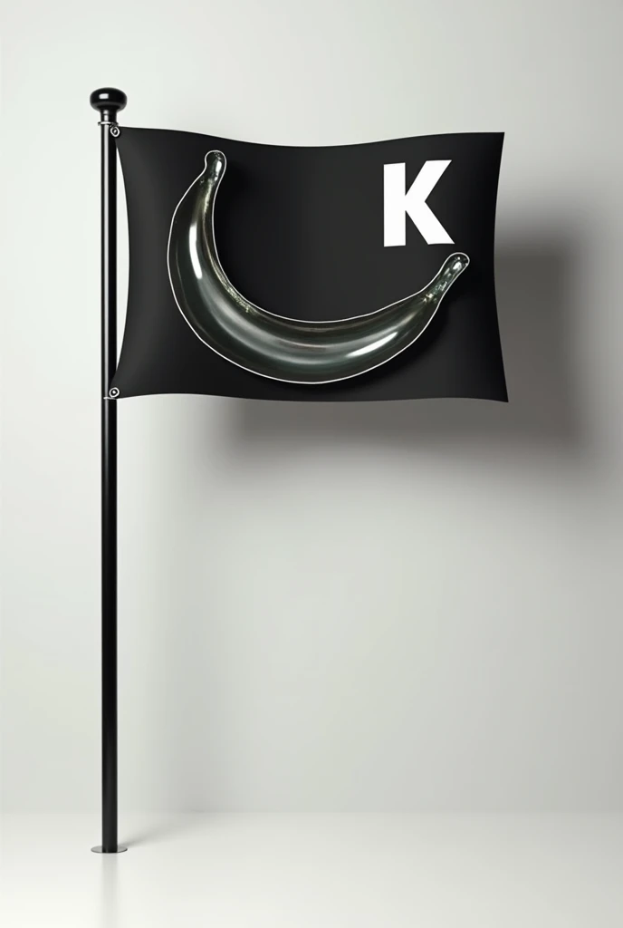 A flag 
With the mast on the left 
With the letter k in the upper right corner 
A centralized glass banana