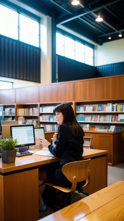 📅 April 30
Library anniversaries
At the back of a quiet library、 a woman reading at her desk 。While the sound of rain is echoing outside 、 fantastic atmosphere 。 best image quality、 boobs