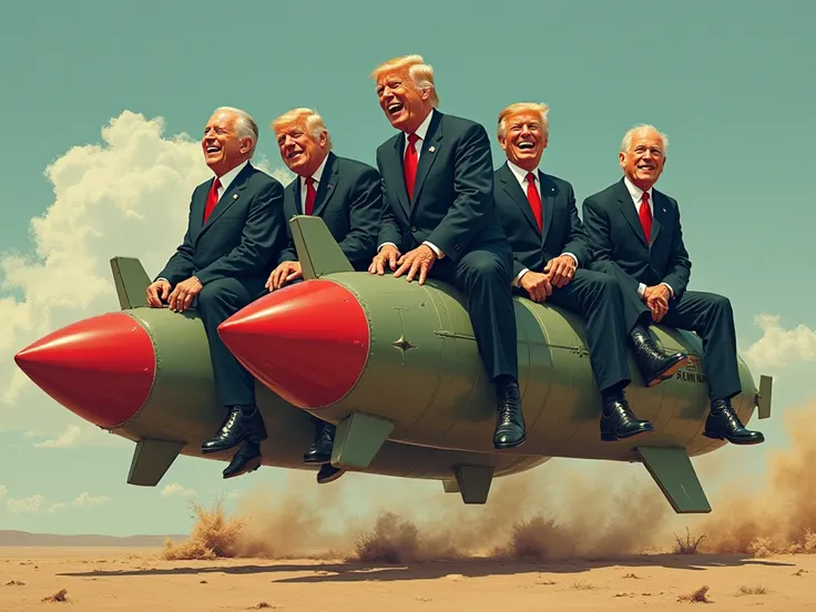 Usa presidents riding missils and laughing 