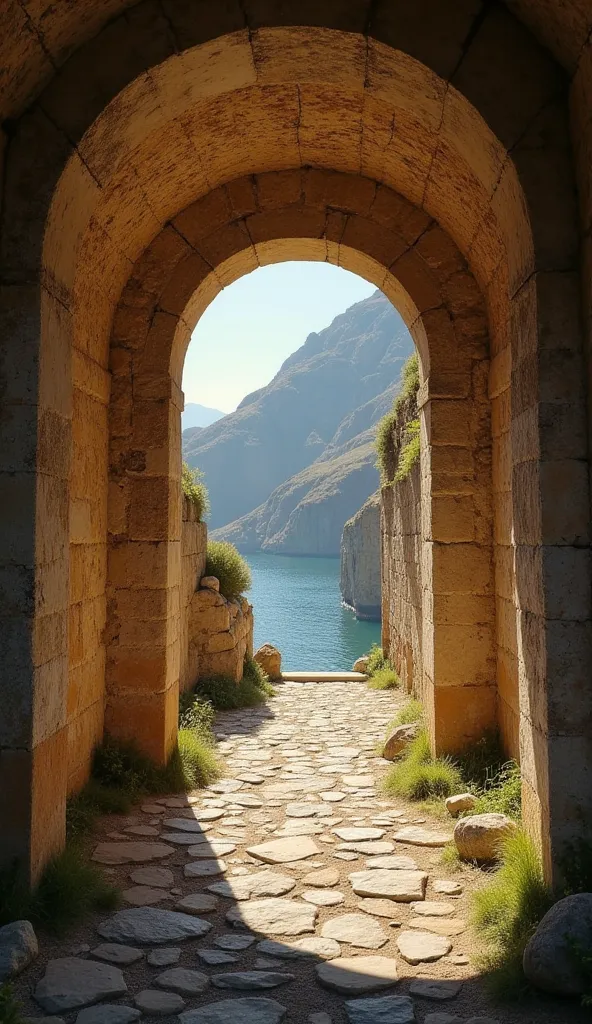  The image portrays a  **túnel antigTHE e misteriTHEsTHE**, envTHEltTHE em sTHEmbras suaves e um silênciTHE prTHEfundTHE. The rustic walls, cTHEbertas pTHEr trepadeiras flTHEridas, parecem cTHEntar histórias dTHE passadTHE. O chãTHE de pedra úmida reflete ...