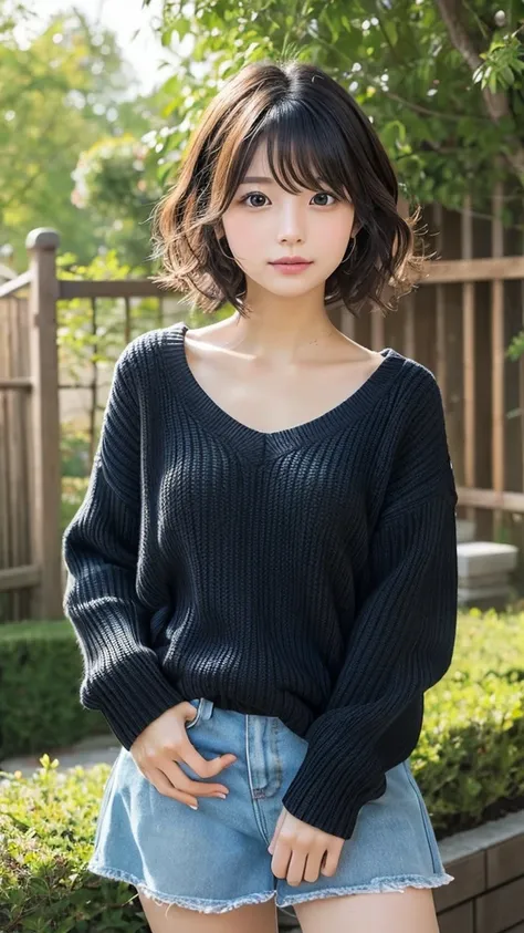  Japanese girl facing the front, super image quality, cute, pretty, sexy, and cute, actress, Japanese beautiful girl, Lori, loose, short, curly hair, excellent style, beautiful, beautiful, beautiful, loose, short, curly hair, excellent skeleton, beautiful,...