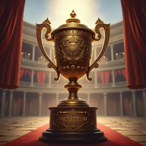 Create a banner of champion of a championship called Coliseum, With the name on the LUVIZOTO trophy