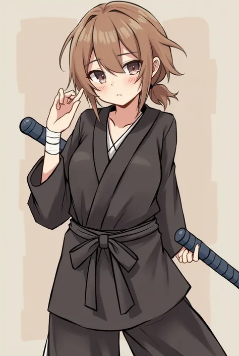  Put your hair brown but a light brown,A color that not everyone has,The hair is a little more messy but a cute and unique outfit,with a low ponytail ,Add small red facial marks on the face,A ninja clothing set that looks more,Make her look like a ninja , ...