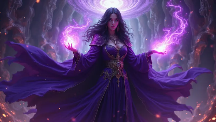 A WOMAN WIZARD WITH PURPLE MANTO