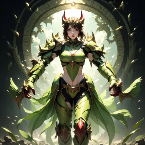 - Main Character, Beautiful "Korean" Woman with blue eyes, shoulder length hair.

- Wearing a costume ("Full Sexy Armor"), a costume that embodies the form of "Caterpie-Pokemon.

(Armor Chest and Thighs open).

Futuristic Costume Design, Caterpie Skin deta...