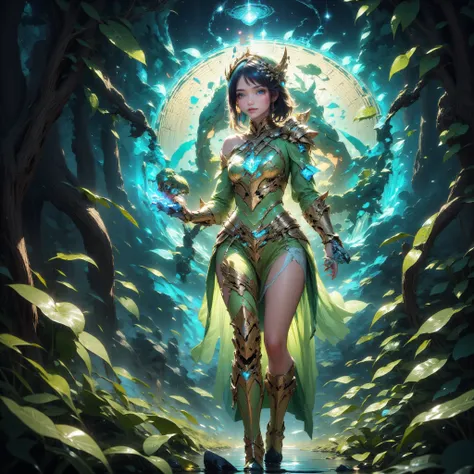 - Main Character, Beautiful "Korean" Woman with blue eyes, shoulder length hair.

- Wearing a costume ("Full Sexy Armor"), a costume that embodies the form of "Caterpie-Pokemon.

(Armor Chest and Thighs open).

Futuristic Costume Design, Caterpie Skin deta...