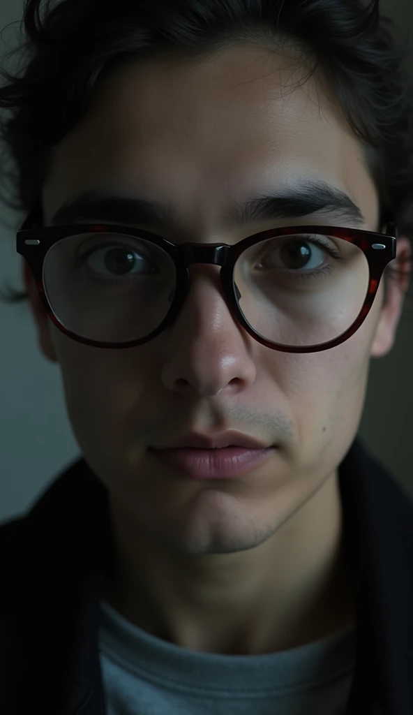 a close up of a person with glasses and a , a portrait by Elias Ravanetti, featured on pixabay, private press, 🕹️ 😎 🔫 🤖 🚬, they are very serious, video still, #trending, thought-provoking, thought provoking, stolen footage, very scary photo, youtube thumbn...