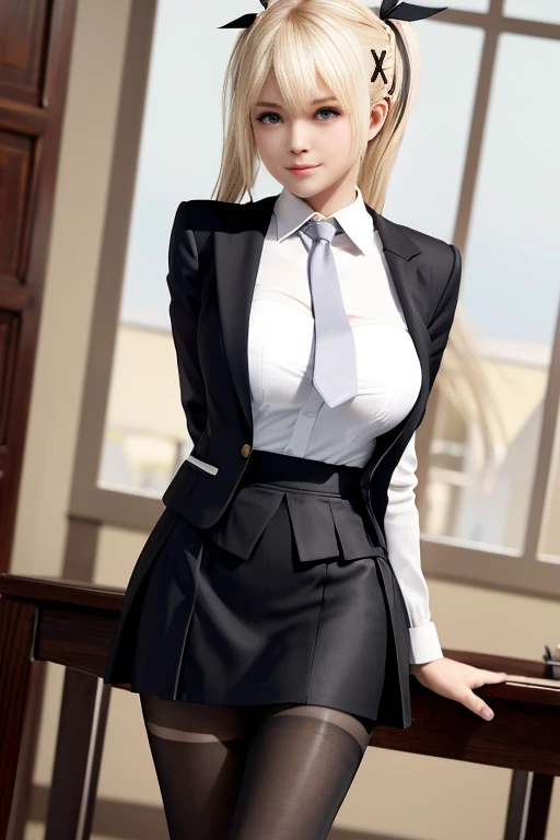 Marie_rose, master-piece, best quality, office suit, black tight skirt, white pantyhose, office lady