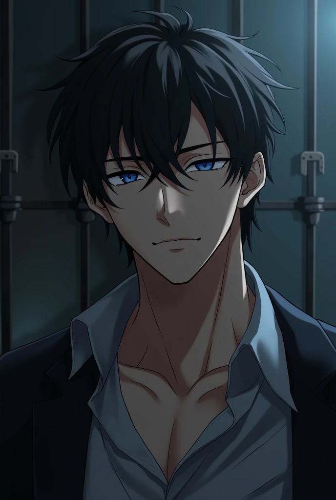 Anime handsome man looking tired and serious BDSM and NFSW