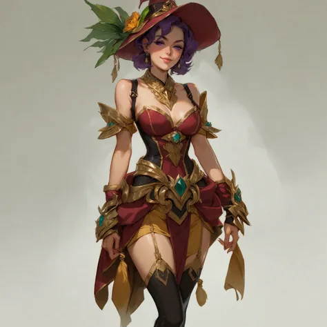 Seductive Purple Corseted wayfarers clothes, Fantasy Equipment Concept Art