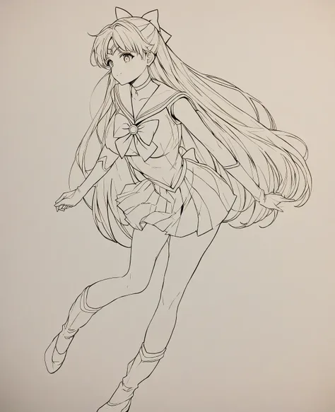 Sailor Venus, open, Line Art