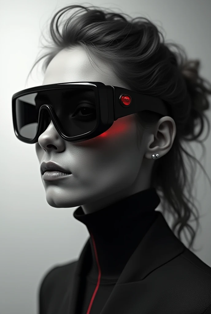 Generate a futuristic eye sunglasses for blind people. The frame will be thick in length (1 inch)and width(1cm) . Black colour and solid. Generate only the sunglasses and don't generate any electrical components 