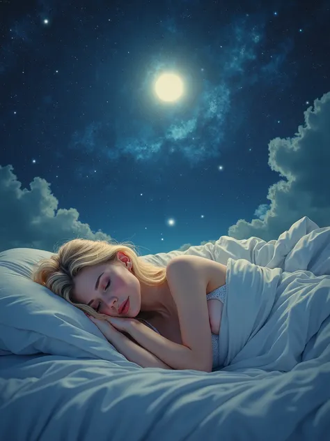  Uncovered Naked breasts  Blond big breasts cleavage dreaming in a beautiful galaxy,soft and surreal colors,(best quality,4k,high-res:1.2),ultra-detailed,impressionistic style,star-filled night sky,dreamy atmosphere,gentle moonlight,cosmic patterns,peacefu...