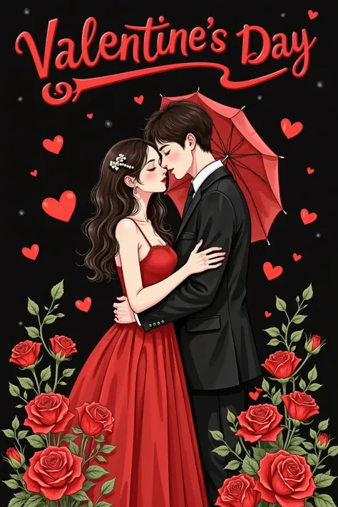 valentine's day poster design,Black and red