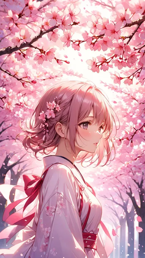  girl、cherry blossoms