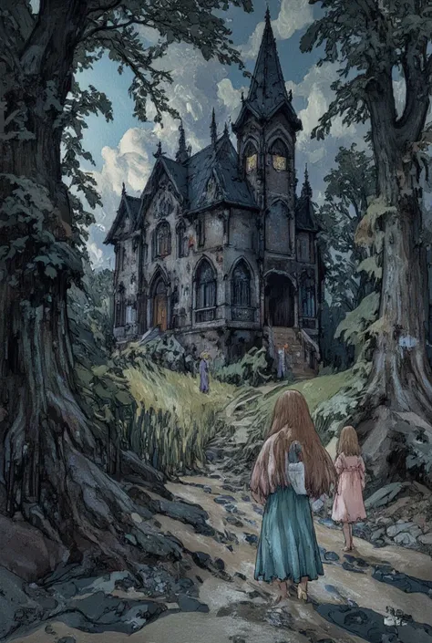 Score_9,Score_8_up,Score_7_up,highest quality, highest quality, haunted mansion, fushihui, complex art, ultra detailed, (disturbing atmosphere, night, dark, darkness:1.2)