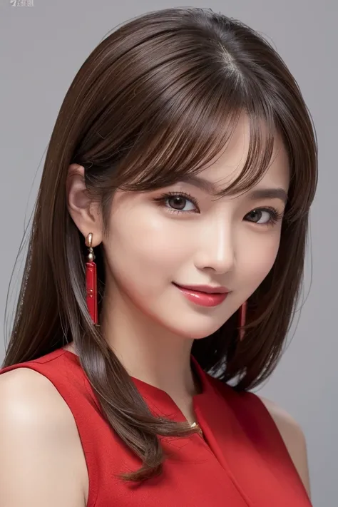 （  Flat Color Style ）,Heavy makeup,  red lips,( Beautiful and beautiful Japanese Milf ):1.2、8k,     Sexy Smile    :1.2,    tall  ：1.4、 Small face、Nikon Z85mm, ((  best quality)) ,((masterpiece)),   complicated details,   professional  ,   photorealistic、 (...