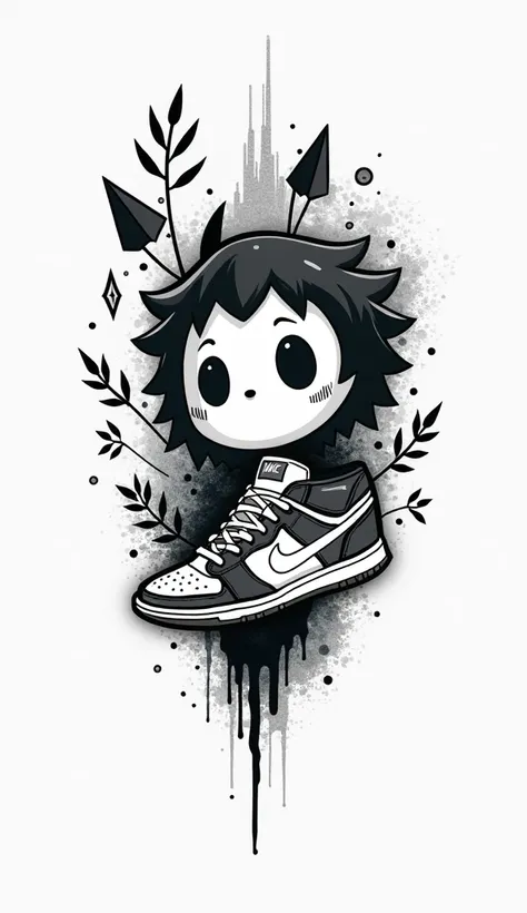 OUTLINE, Tattoo idea, Black work, decal , On the sheet , undertale, without, with Nike sneakers