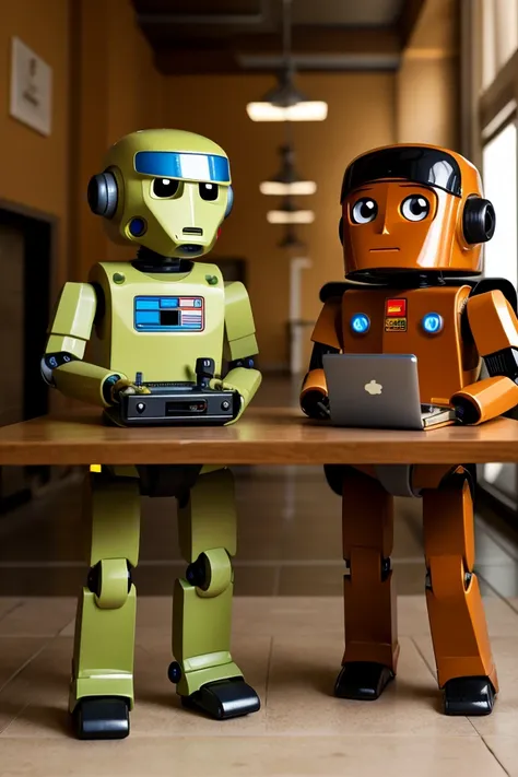 Clipart.  business meeting. Little Robots Reunited . Retro atmosphere.  Business Presentation. Inspired by Ralph McQuarrie.