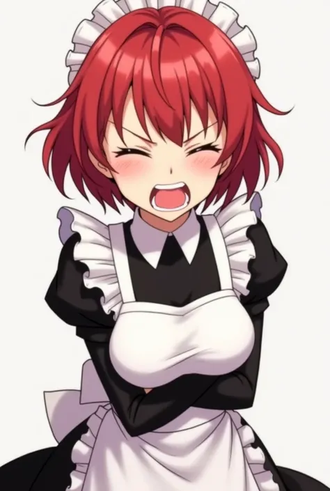 Anime Girl Short Hair Red Face Shaking Face Maid Bust Cup C Dress