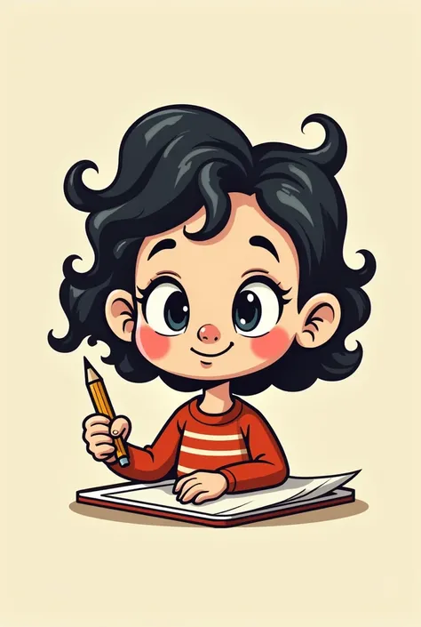 I want a logo for a designer called BY NIC and that the icon be of a girl with curlers and a pencil and that the icon of the girl is cuphead style