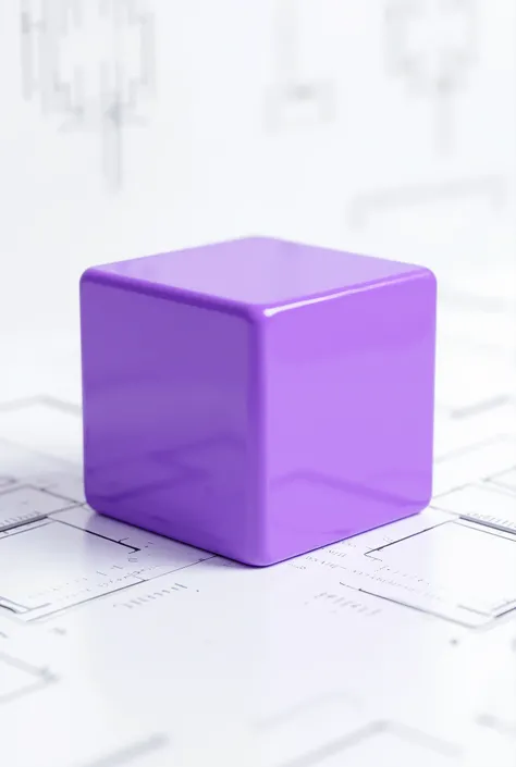 make 3d cube colour purple and insert computer science background   white