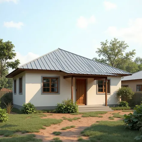 A 3-bedroom Kenyan house (no storeys) with iron sheet roofing (moderately complex) 