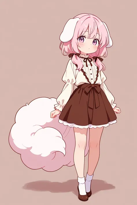 droopy white ears dog ears 　 long twin tail 　Twin-tailed twin-tailed hair　droopy white ears dog ears 　Only one　 standing picture、Symmetrical　Droopy ears犬耳　  Full Body Lesbian 、 top quality、length、 best image quality、 cute little、 plain background　Of light ...