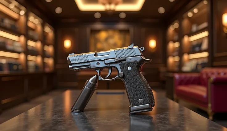 A photo of a Desert Eagle Standing in luxurious shop 