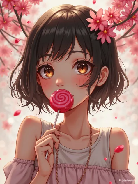 Cute girl eating lollipops high definition,  masterpieces, precise,  is anatomically correct,  has been honored several times, qualityที่ดีที่สุด,  Details,  Detailsสูง, quality,  Detailsมาก,  high resolution ,  texture with realistic , 