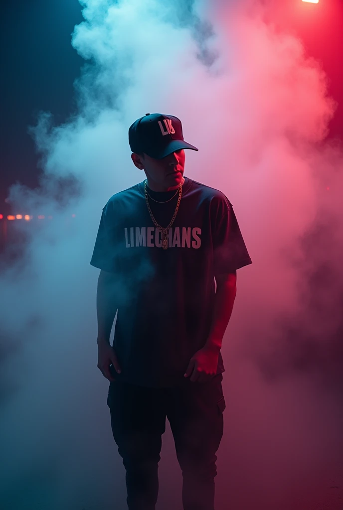 a commercial video from LKC Homestudo:  

>  The camera advances fluidly as the smoke slowly dissipates ,  revealing to a rapper in full recording .  Neon lights enhance your silhouette ,  merging with dynamic visual effects that create an immersive atmosp...