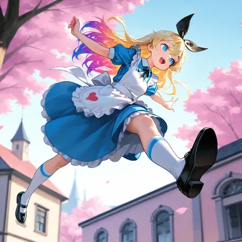 Quality: ((best quality illustration)), (masterpiece), ((detailed)).
Style: Bruce_Timm style, comic art, fun, fantastic, fantasy, epic, powerful.
Character: alice_(alice_in_wonderland), alice_in_wonderland, 1girl, blonde_hair, detailed face, detailed eyes,...