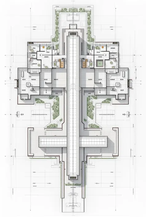 Generate an international standard airport architectural floorplans, labeling all spaces