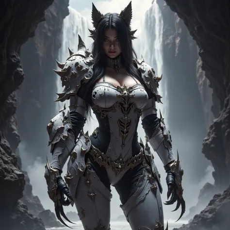 - Beautiful "Javanese" woman, brownish black hair.

- Wearing a costume ("Full Sexy Armor"), a costume that embodies the form of "werewolf mecha", (Open chest and thigh armor). Futuristic costume design.

- The chest and thighs are clearly visible.
Perfect...