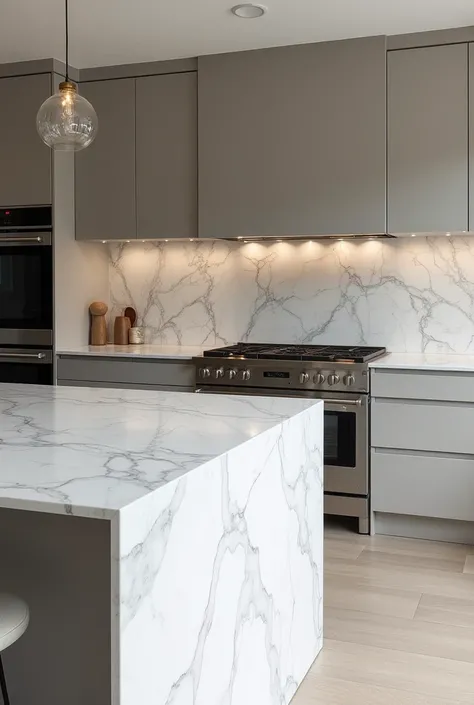 grey marble in the kitchen