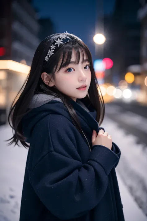 (Hyper-realistic skin with subtle translucency, reflecting the cold air
Fine-textured hair strands with slight frost details
Cinematic depth of field, soft but detailed lighting, high-resolution) (8K render quality), A stunning young girl with long, silky ...