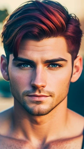  Realistic photo with color A man Ariel short hair focusing on the face 