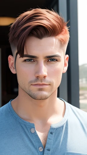  Realistic photo with color A man Ariel Young short hair focusing on the face 