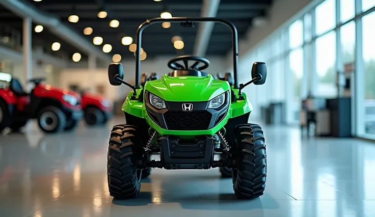 2025 Honda Mighty 13 4x4 mini tractor colour green full hd image in showroom front






