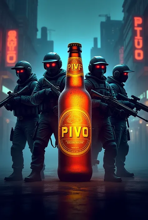  Create a counter-strike logo for a cyber sports team
The logo must fit the Pivo team name, 5 special agents in the background and the beer bottle itself 