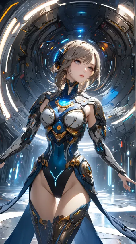 (( top quality)),(  ultra high resolution),(  very detailed),(  Detailed Explanation ),((  best CG  )),(  BEST ARTWORK  ), Ultra-precise art,  Amazing Painting Art,(Exquisite sci-fi art:1.5),  female android,  beautiful and well-groomed face shooting, dull...