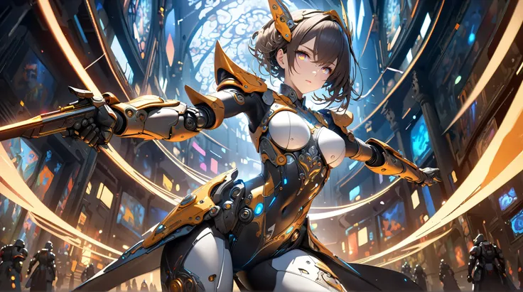 (( top quality)),(  ultra high resolution),(  very detailed),(  Detailed Explanation ),((  best CG  )),(  BEST ARTWORK  ), Ultra-precise art,  Amazing Painting Art,(Exquisite art:1.5), Women Android Night,  beautiful and well-groomed face shooting, dull gl...