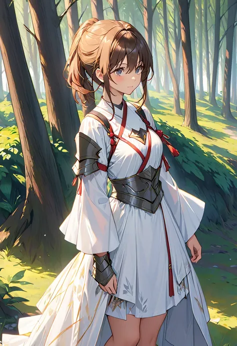  armor dress ,  white shirt , forest