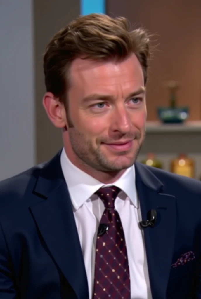 Jude Law has blue eyes handsome has mustache gets mad at interviewer and punches him in the face on a news show Jude Law kiss with Jude Law in TV show Jude Law and Jude Law on live show Jude Law and Jude Law explains on live Jude Law explains on live TV an...