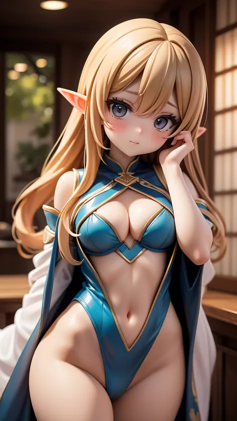 Japanese girl comics are the main characters. AI created the original, superlative, lovely, healthy, concave, curved, beautiful, elf girls. AI created the original, delicate and bold skin and exposed area of the magical robe