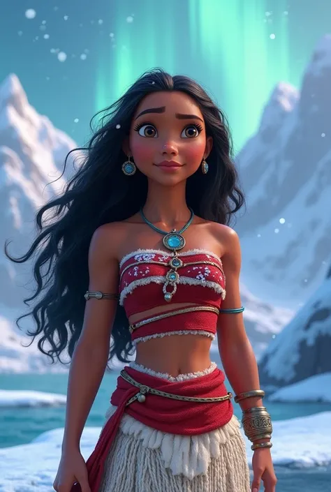 If frozen is moana what she look like,4k quality,realiastic,