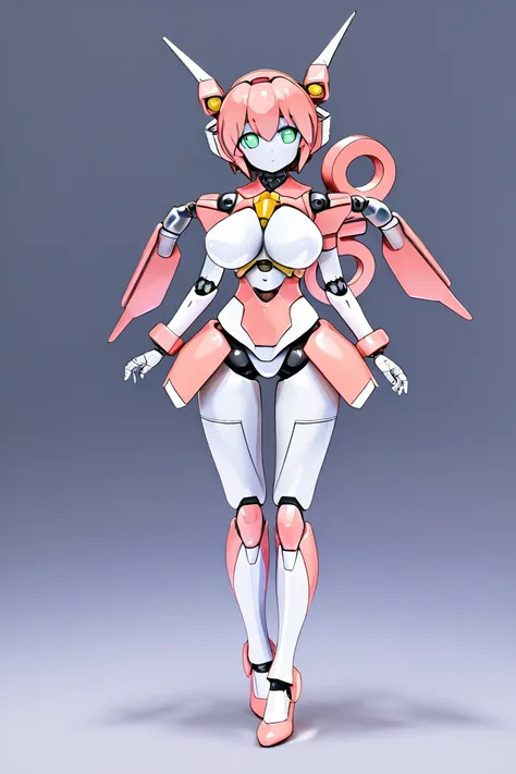 anime style, 1girl, younger female, big breasts, humanoid robot, doll joints, mecha musume, winding key, kuudere, cute, 3d, perfect hands, high resolution, high quality, hd