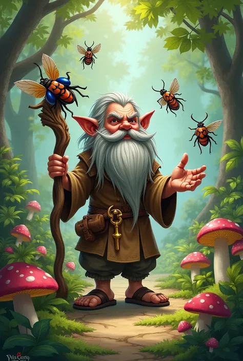 Create a gnome druid named Lenny Graybeard, the beetle that loves to play tricks