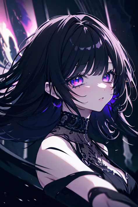 a magical girl dancing in the dark night, 1girl, solo, detailed face, beautiful detailed eyes, beautiful detailed lips, elegant detailed dress, dark hair, dark magic, dark energy, dark fantasy, dramatic lighting, moody atmosphere, cinematic composition, vi...