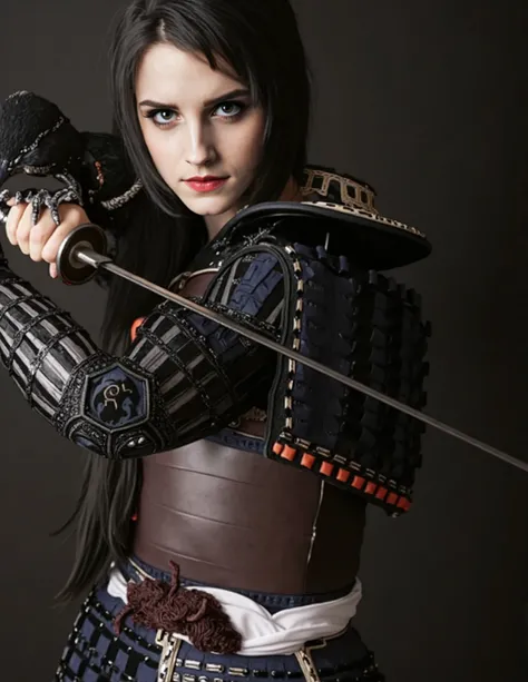  arabian woman in armor holding a sword and a bird,  Portraits Inspired by Kano Hogai, Tumbler,  what is it ？, Maid,  a very pretty cyberpunk samurai, Wearing samurai armor, Wearing kimono and armor, unsheathing her Katana, Katana, she is holding a Katana ...